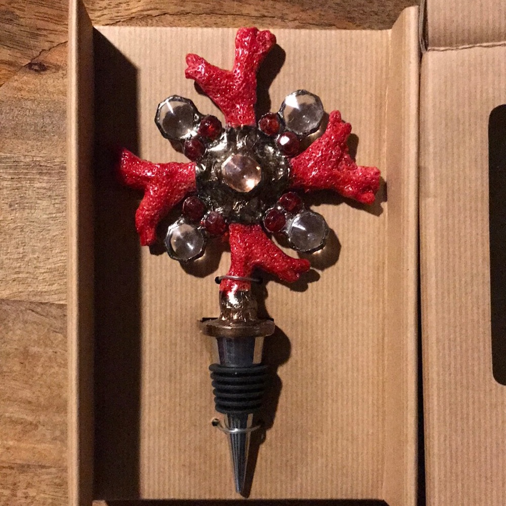 Pottery barn red coral bottle stopper BN